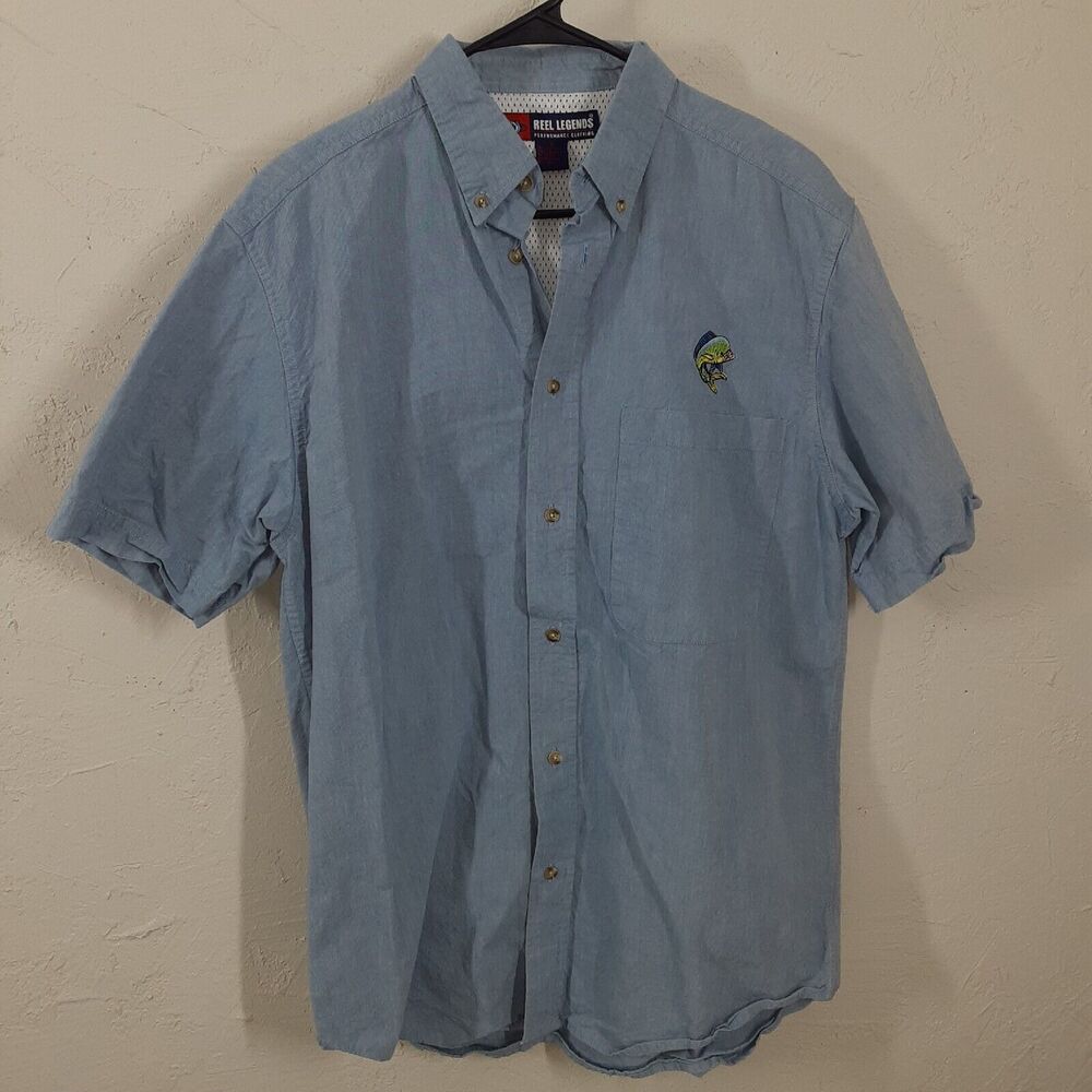 Reel Legends Performance Clothing Mens S Mahi Vented Short Sleeve Fishing Shirt